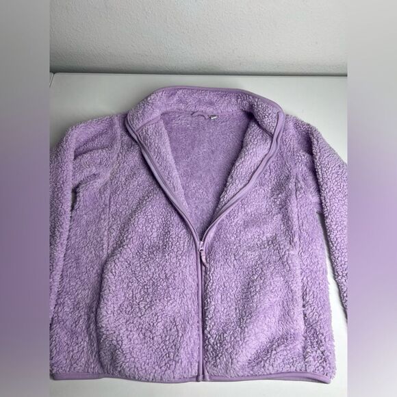 Uniqlo Purple Shaggy Fuzzy Kids Jacket Size 11-12 - Picture 4 of 8
